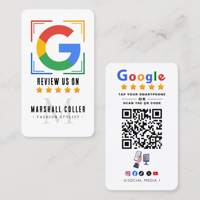 Tippen Sie hier, um Google Review QR Code Google B Visitenkarte (Vorne/Hinten)