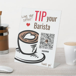Tippen Sie Ihren Kaffee Barista Pedestal Schild
