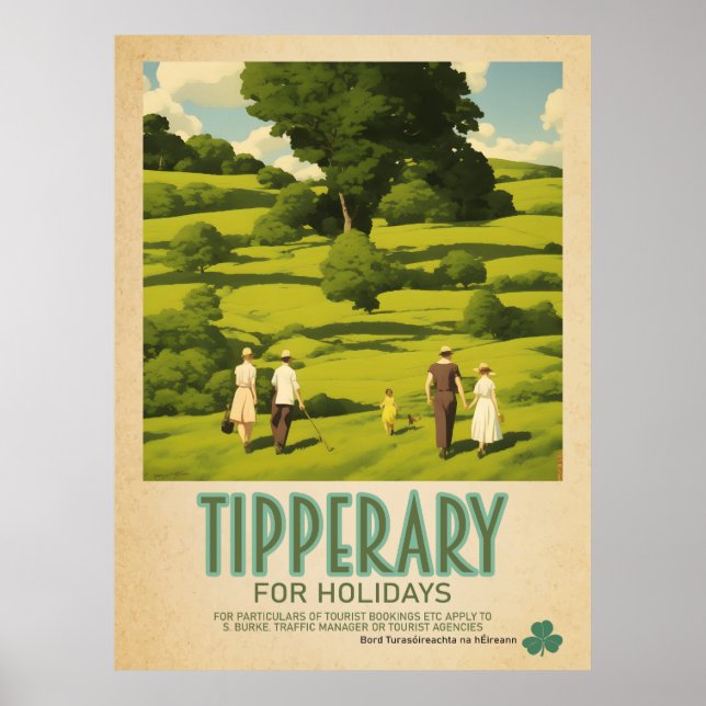 Tipperary Ireland, Retro Irish Travel Advert Poster (Vorne)