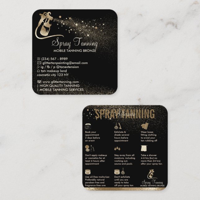 Tipps zum Spray Tan Aftercare Quadratische Visitenkarte (Vorne/Hinten)