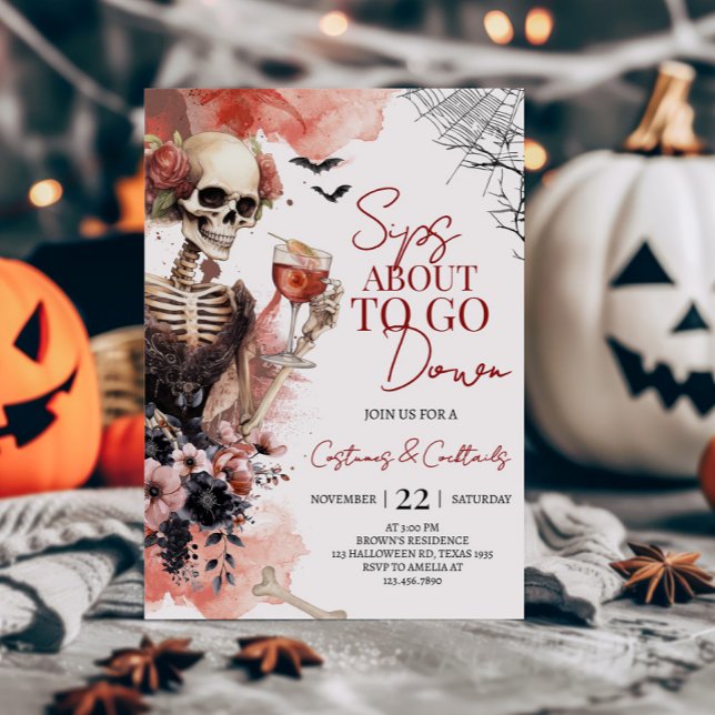 Tipps zur Einladung im Halloween-Party (Sips About to Go Down Costumes and Cocktails Halloween Party Invitation)