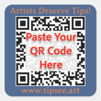 TipSee Member Custom QR sticker, blue background,  Quadratischer Aufkleber