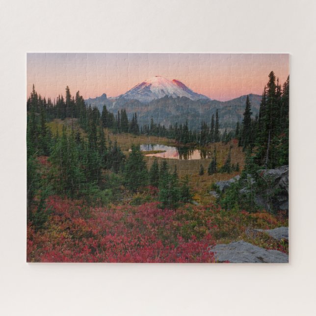 Tipsoo See und Berg Rainier Herbst Sonnenaufgang Puzzle (Horizontal)