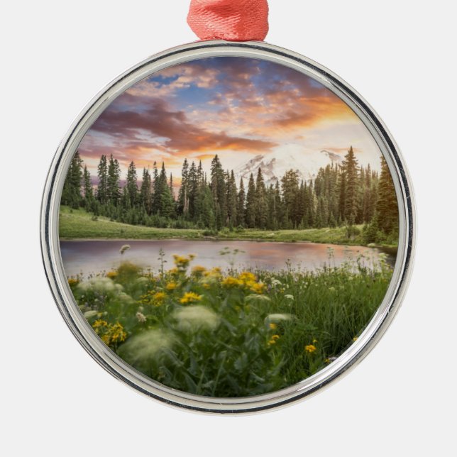 Tipsoo See vom Mount Rainier Ornament Aus Metall (Vorne)