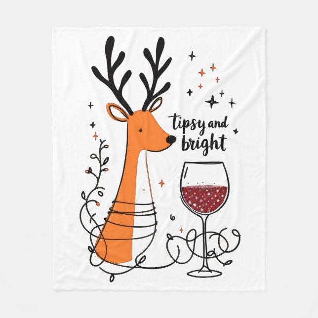 Tipsy and Bright Reindeer  Fleecedecke (Vorderseite)