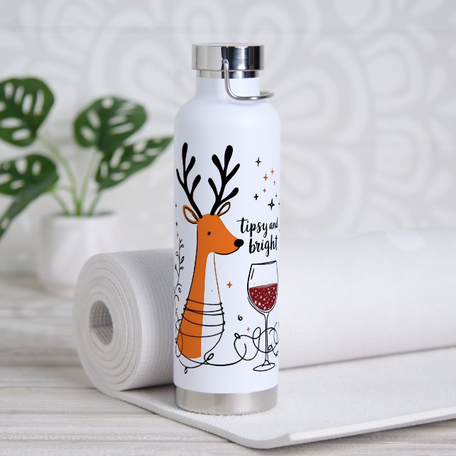 Tipsy and Bright Reindeer  Trinkflasche (Yoga (gedreht))