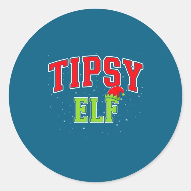Tipsy Elf Christmas Family Matching Group Xmas  Runder Aufkleber (Vorderseite)