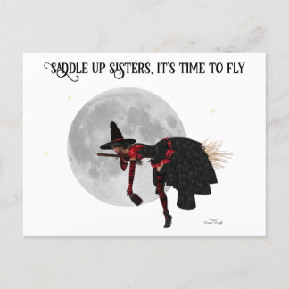 Tipsy Hexe auf der Flying Broom Postkarte