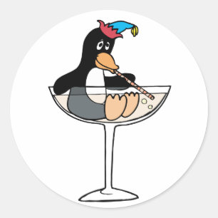 Tipsy Penguin Runder Aufkleber