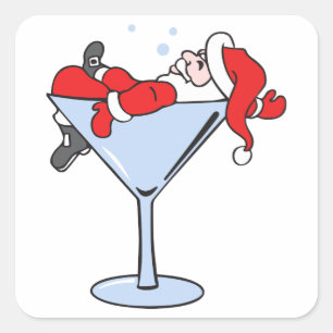 Tipsy Santa Quadratischer Aufkleber