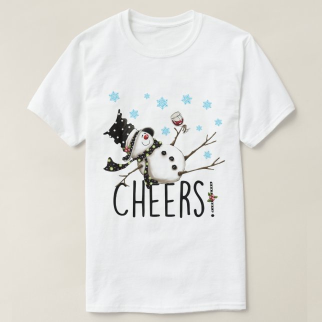 Tipsy Snowman Christmas Design T-Shirt (Design vorne)