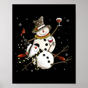Tipsy Snowman Holiday Season Drink Weinschneemänne Poster