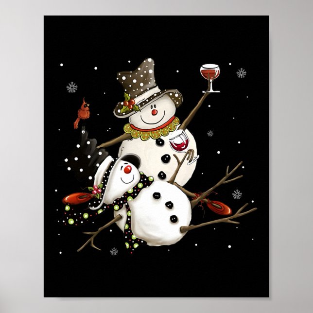Tipsy Snowman Holiday Season Drink Weinschneemänne Poster (Vorne)