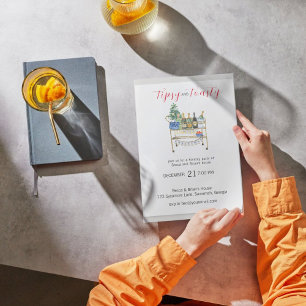 Tipsy & Toasty Weihnachtszeit-Party Einladung Postkarte