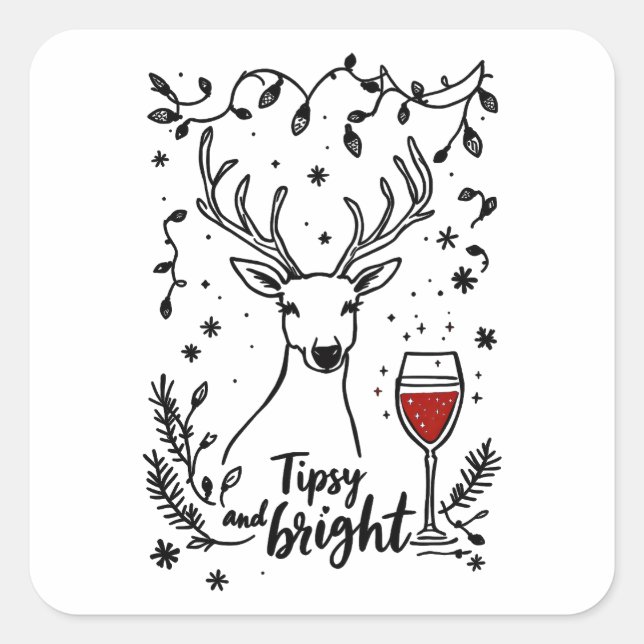 Tipsy und Bright Deer Quadratischer Aufkleber (Vorderseite)