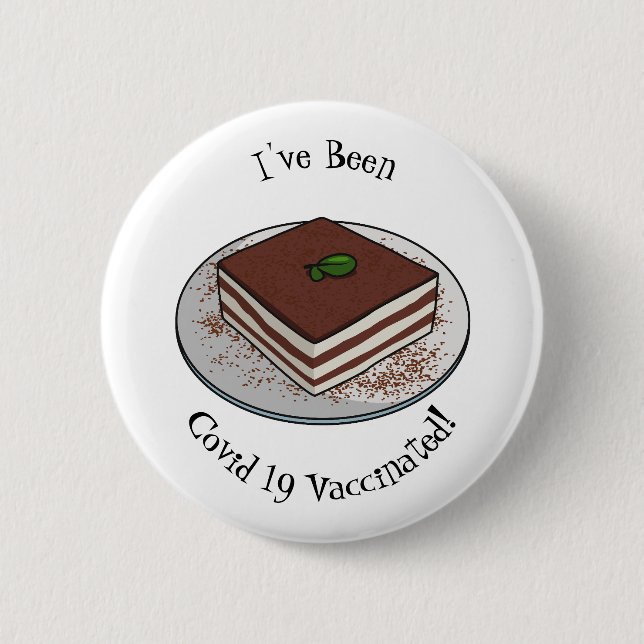 Tiramisu cake Cartoon Button (Vorderseite)