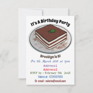 Tiramisu cake Cartoon Einladung