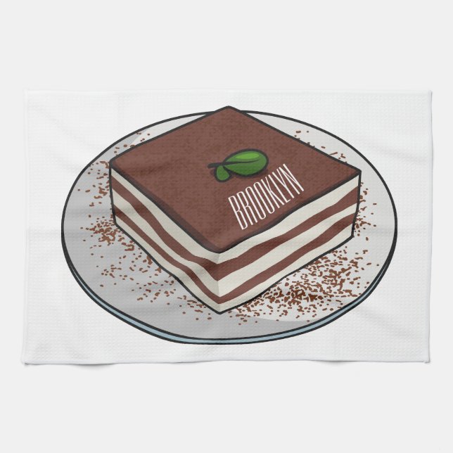 Tiramisu cake Cartoon Geschirrtuch (Horizontal)