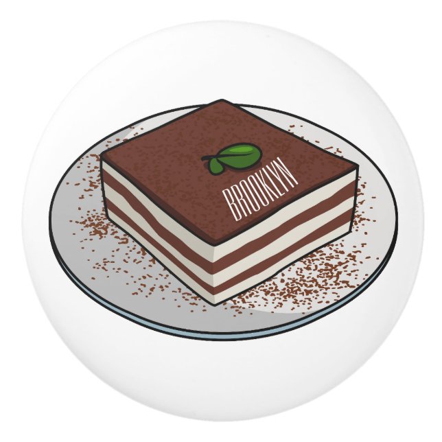 Tiramisu cake Cartoon Keramikknauf (Vorderseite)