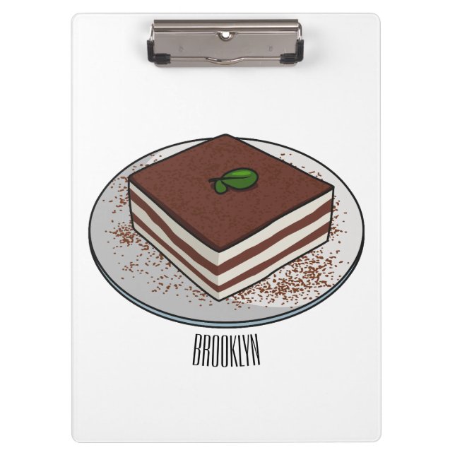 Tiramisu cake Cartoon Klemmbrett (Vorderseite)