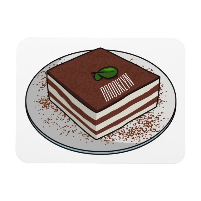 Tiramisu cake Cartoon Magnet (Horizontal)