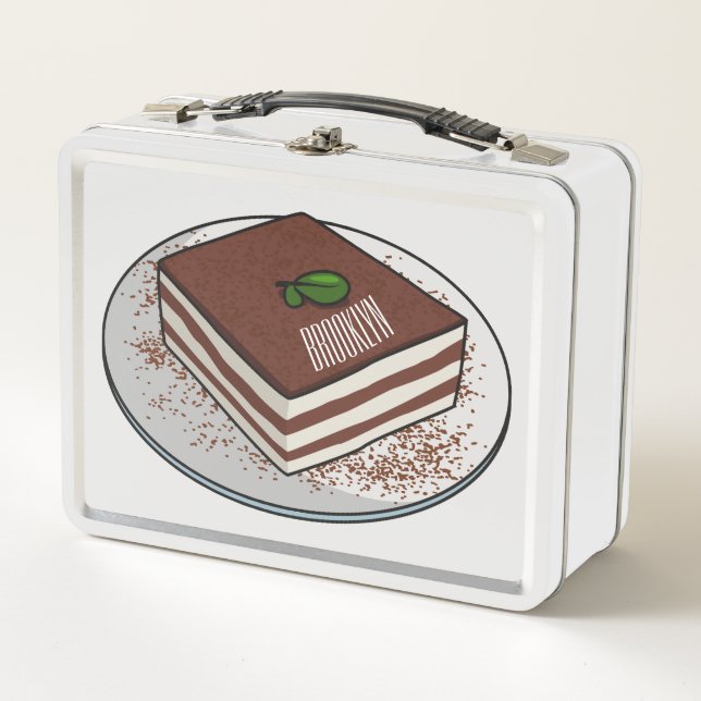 Tiramisu cake Cartoon Metall Brotdose (Vorderseite)
