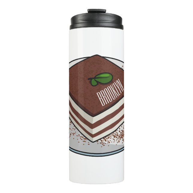 Tiramisu cake Cartoon Thermosbecher (Vorderseite)