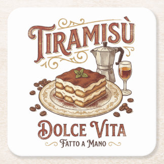Tiramisu Dolce Vita Italienisches Dessert Rechteckiger Pappuntersetzer