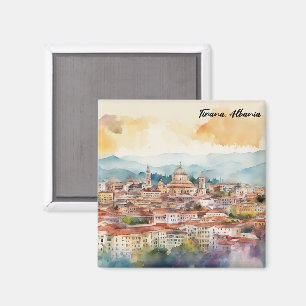 Tirana Albanien Aquarellmalerei Panoramablick Magnet