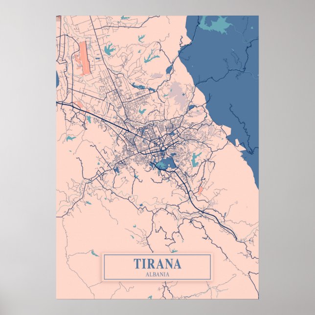 Tirana - Albanien Breezy City Map Poster (Vorne)
