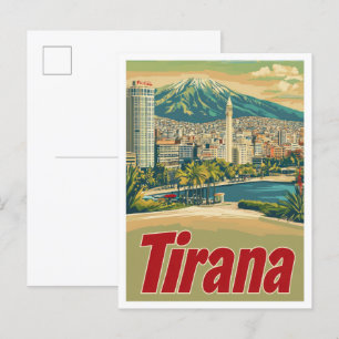Tirana Albanien Kunst Vintage Reiseillustration Postkarte
