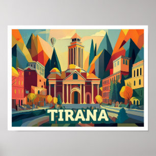 Tirana Albanien Reisen künstlerisch bunt Poster