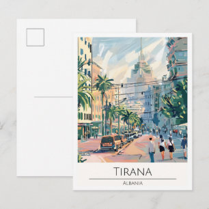 Tirana Albanien Vintage Art Illustration Reise Postkarte