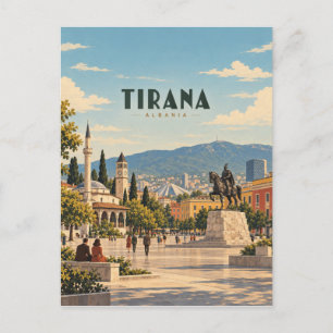 Tirana Albanien Vintage Reise Kunst Postkarte