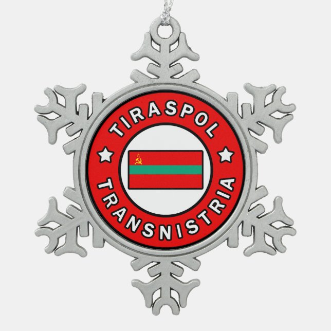 Tiraspol Transnistrien Schneeflocken Zinn-Ornament (Vorderseite)