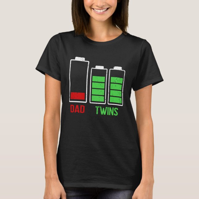 Tired Dad Low Battery Twins Full Charge Father's D T-Shirt (Vorderseite)