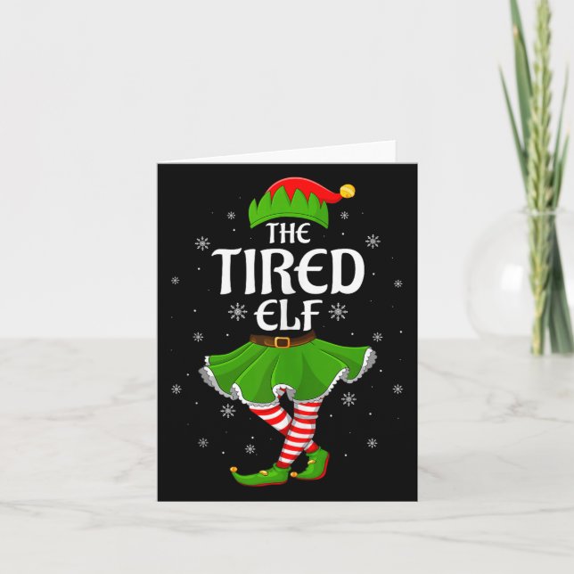 Tired Elf Christmas Family Girls Women Elf Squad X Karte (Vorderseite)
