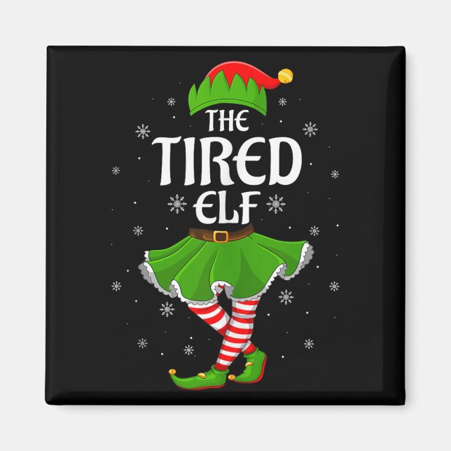 Tired Elf Christmas Family Girls Women Elf Squad X Magnet (Vorne)