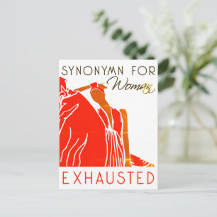 TIRED FRAU POSTKARTE