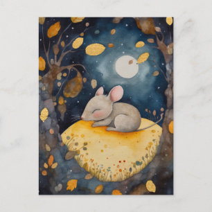 Tired Little Woodland Mouse Postcard Postkarte
