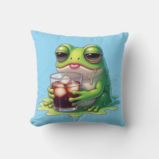 Tired Melted Frog Cute Throw Pillow Design Kissen