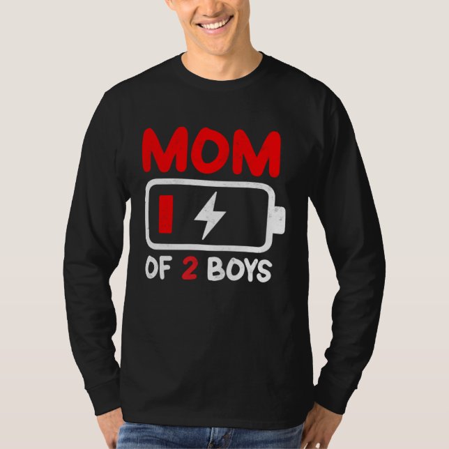 Tired Mom Two Boys Twin Mothers Day From Husband S T-Shirt (Vorderseite)
