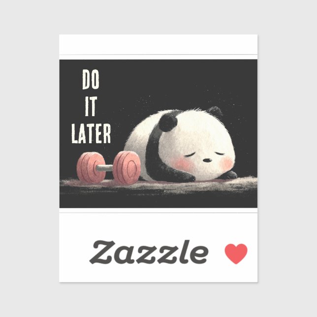 Tired Panda Gym – Cute Funny Workout Art Aufkleber (Blatt)
