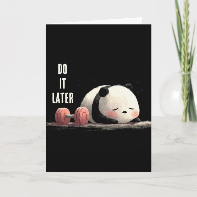 Tired Panda Gym – Cute Funny Workout Art Karte (Vorderseite)
