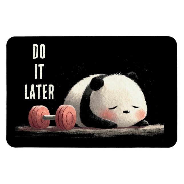 Tired Panda Gym – Cute Funny Workout Art Magnet (Horizontal)
