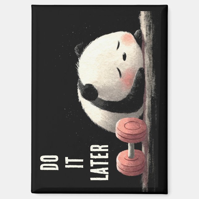 Tired Panda Gym – Cute Funny Workout Art Magnet (Vorderseite)