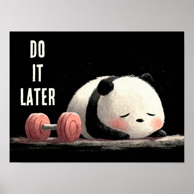 Tired Panda Gym – Cute Funny Workout Art Poster (Vorne)