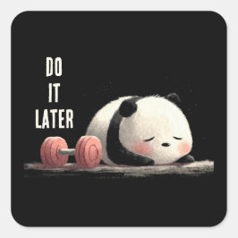 Tired Panda Gym – Cute Funny Workout Art Quadratischer Aufkleber