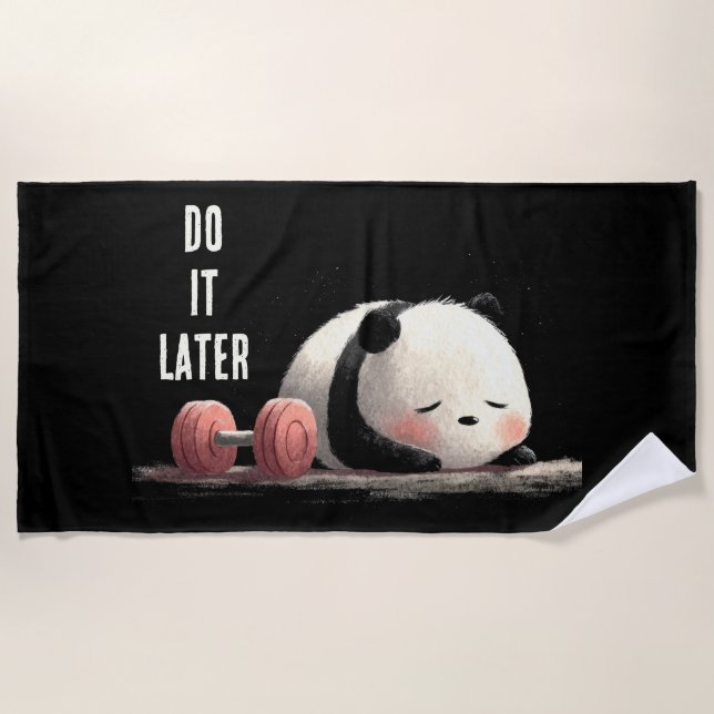 Tired Panda Gym – Cute Funny Workout Art Strandtuch (Vorderseite)