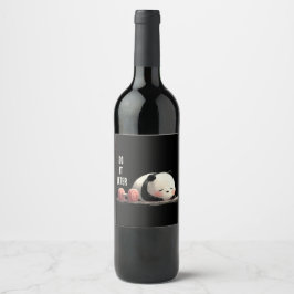 Tired Panda Gym – Cute Funny Workout Art Weinetikett